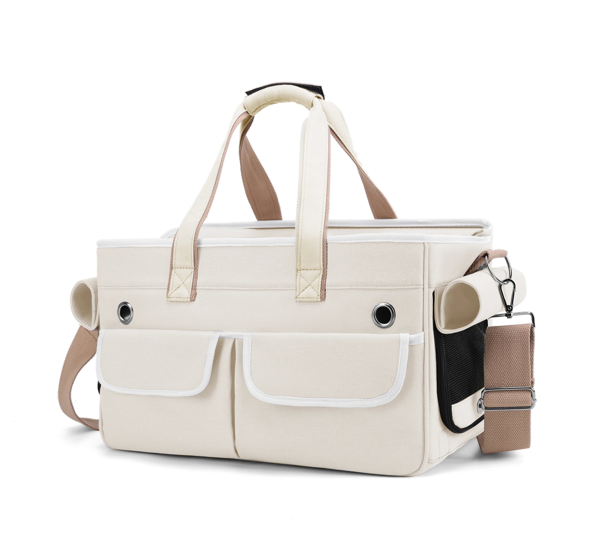 Sac de transport chat ventral à bandoulière Blanc Blanc