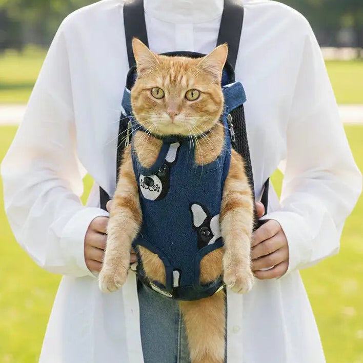 Sac de transport ventral pour chat à motif