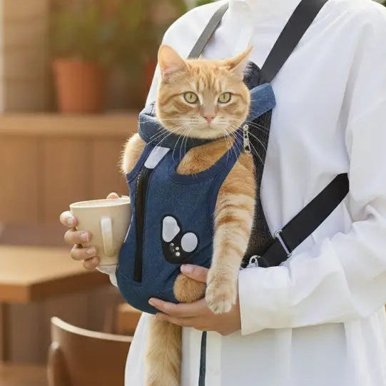 Sac de transport ventral pour chat à motif
