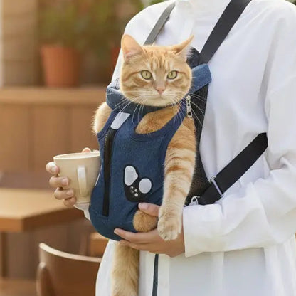 Sac de transport ventral pour chat à motif