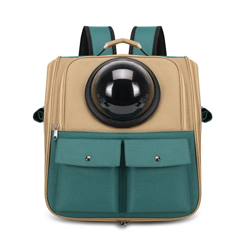 Sac à dos transport chat avec hublot respirant Kaki