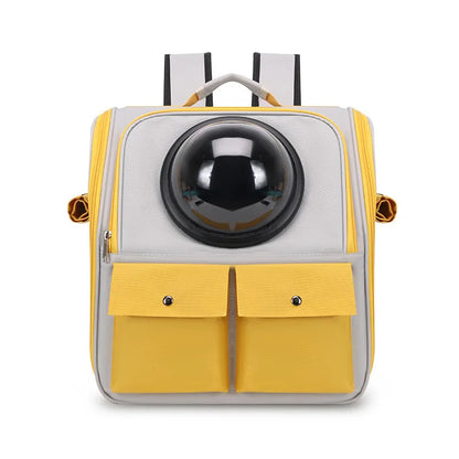 Sac à dos transport chat avec hublot respirant Jaune