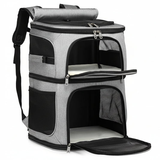 Sac à dos transport chat : double compartiment et nylon