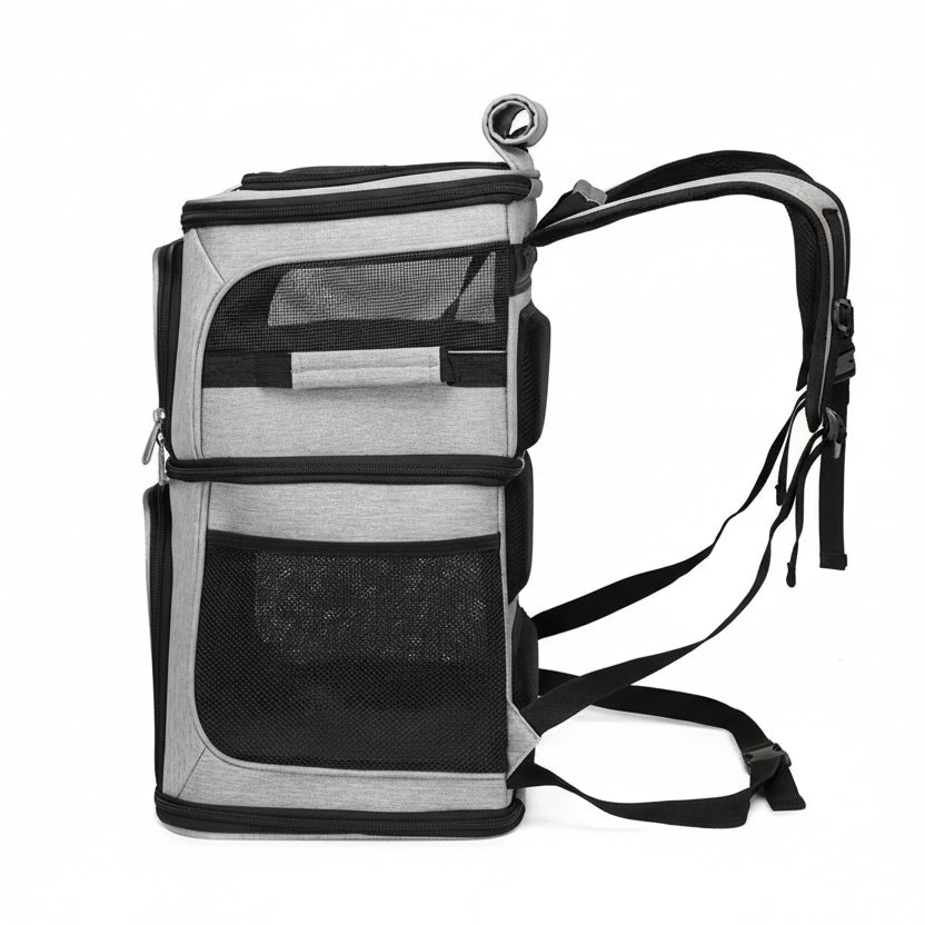 Sac à dos transport chat : double compartiment et nylon