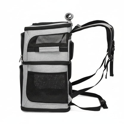 Sac à dos transport chat : double compartiment et nylon