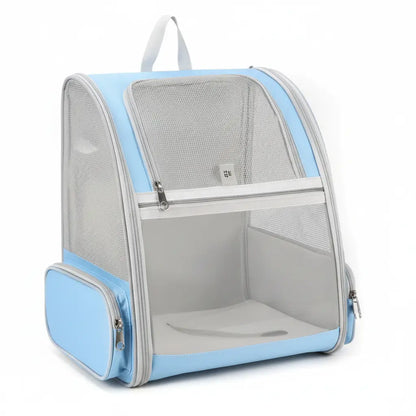 Sac à dos transport chat à maille transparent - Bleu