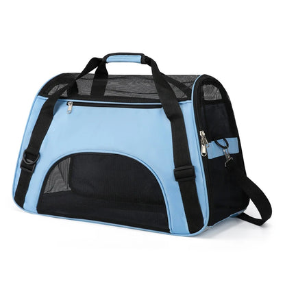 Sac ventral pour chat avec maille respirante Bleu