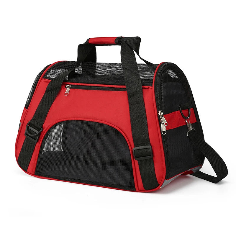 Sac ventral pour chat avec maille respirante Rouge