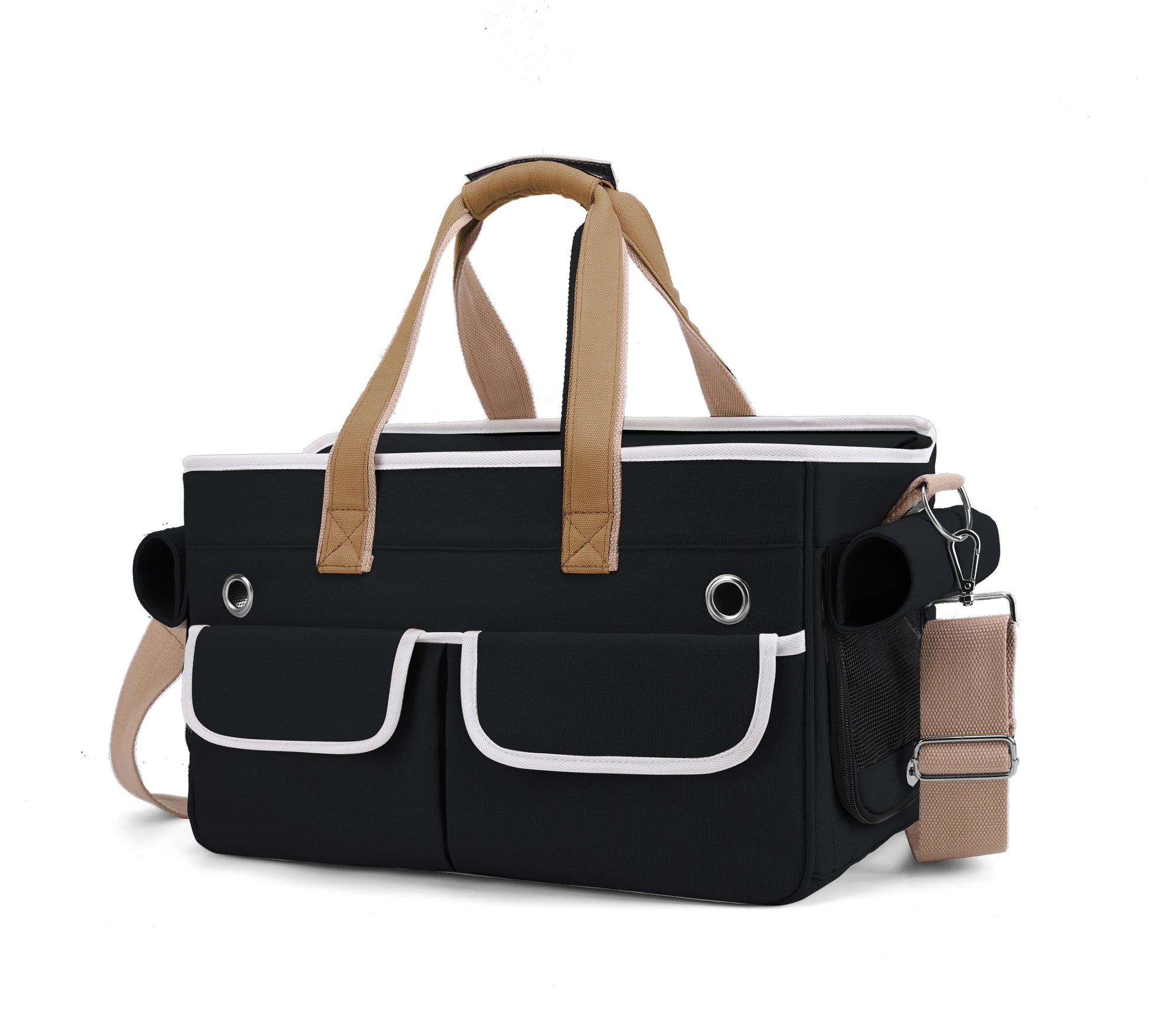 Sac de transport chat ventral à bandoulière Blanc