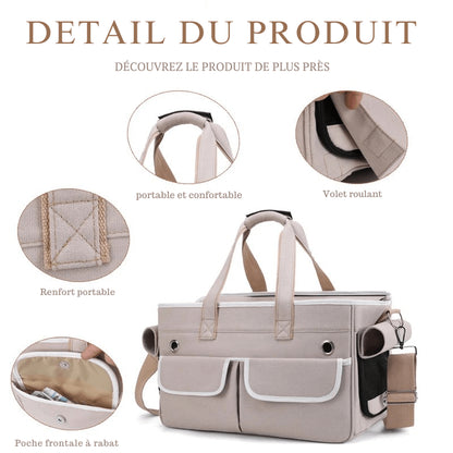 Sac de transport chat ventral à bandoulière Blanc