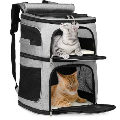 Sac à dos transport double compartiment pour chat