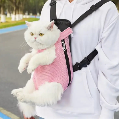 Sac de transport ventral pour chat avec maille respirante