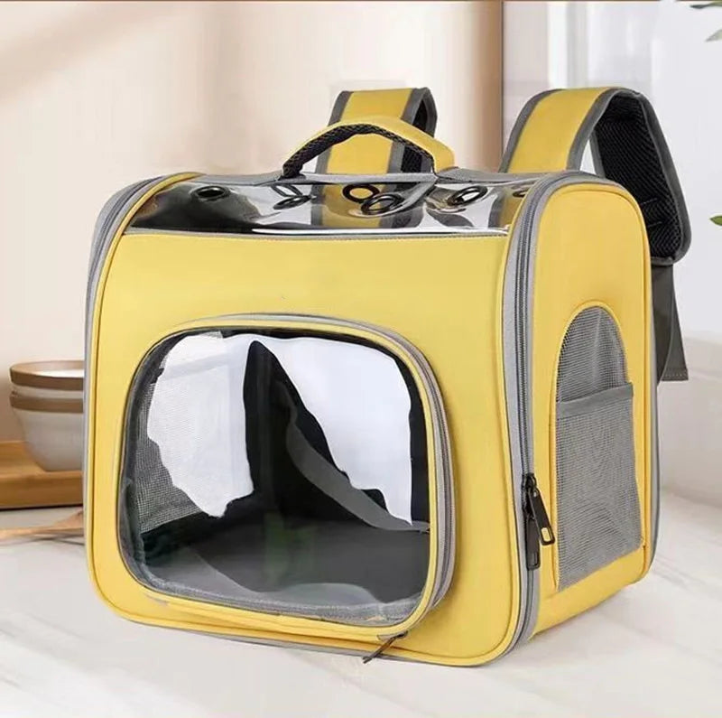 Sac à dos transport chat rigide et sécurisé - Jaune Jaune