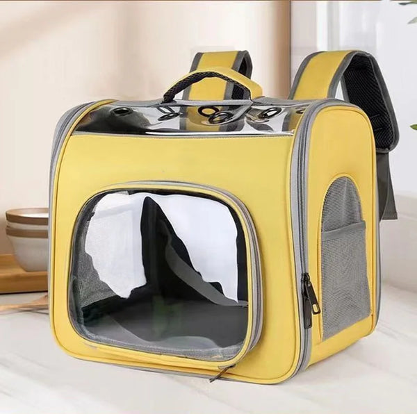Sac à dos transport chat rigide et sécurisé - Jaune