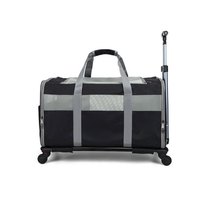 Sac à roulettes pliable pour chat avec poignée télescopique Noir