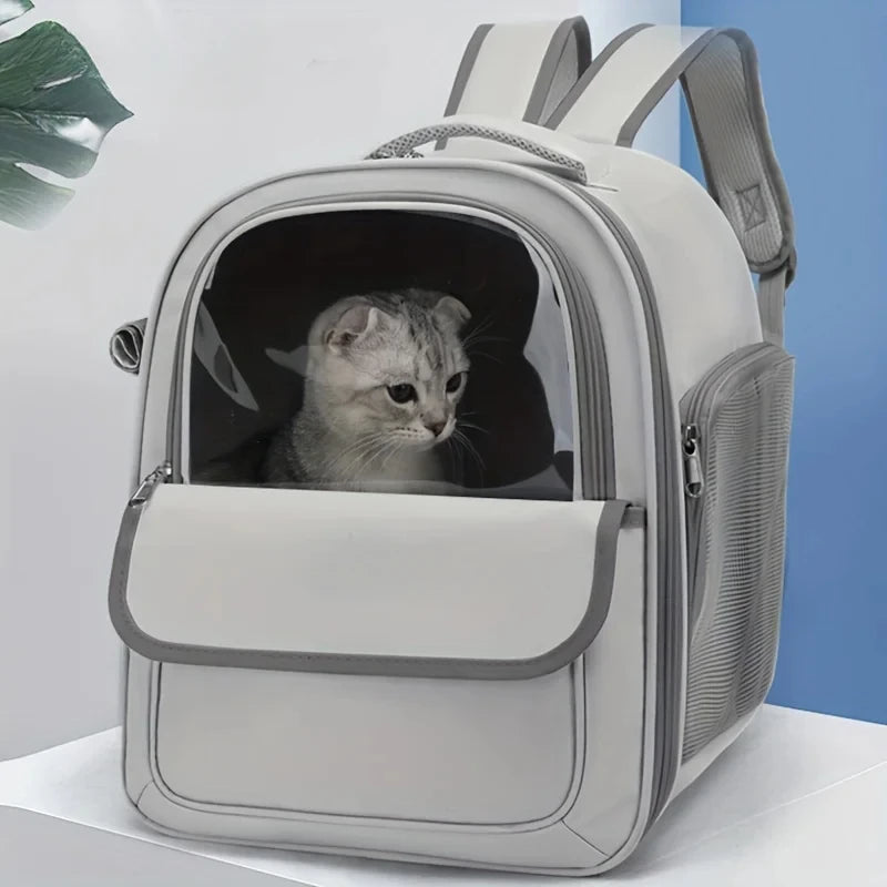 Sac à dos pour chat avec bretelles et visière transparente