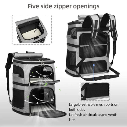 Sac à dos transport double compartiment pour chat