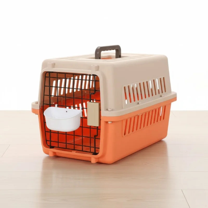 Caisse de transport chat XXL - Orange jaune