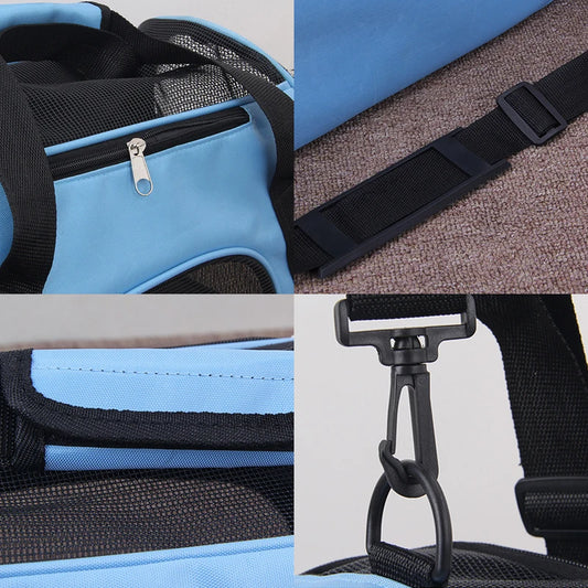 Sac de transport bandoulière pour chat en maille respirante