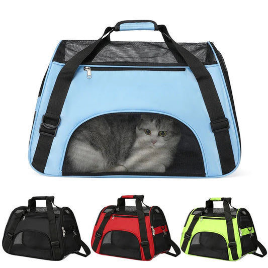 Sac de transport bandoulière pour chat en maille respirante