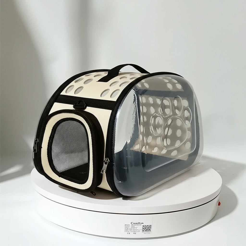 Sac de transport chat transparent rigide Beige S