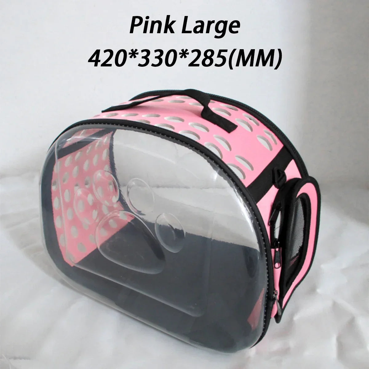 sac transport chat transparent couleur rose petit
