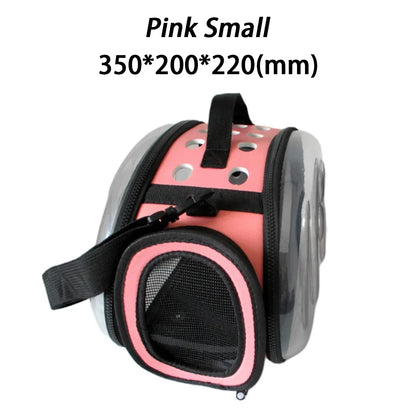 sac transport chat transparent petit couleur rose